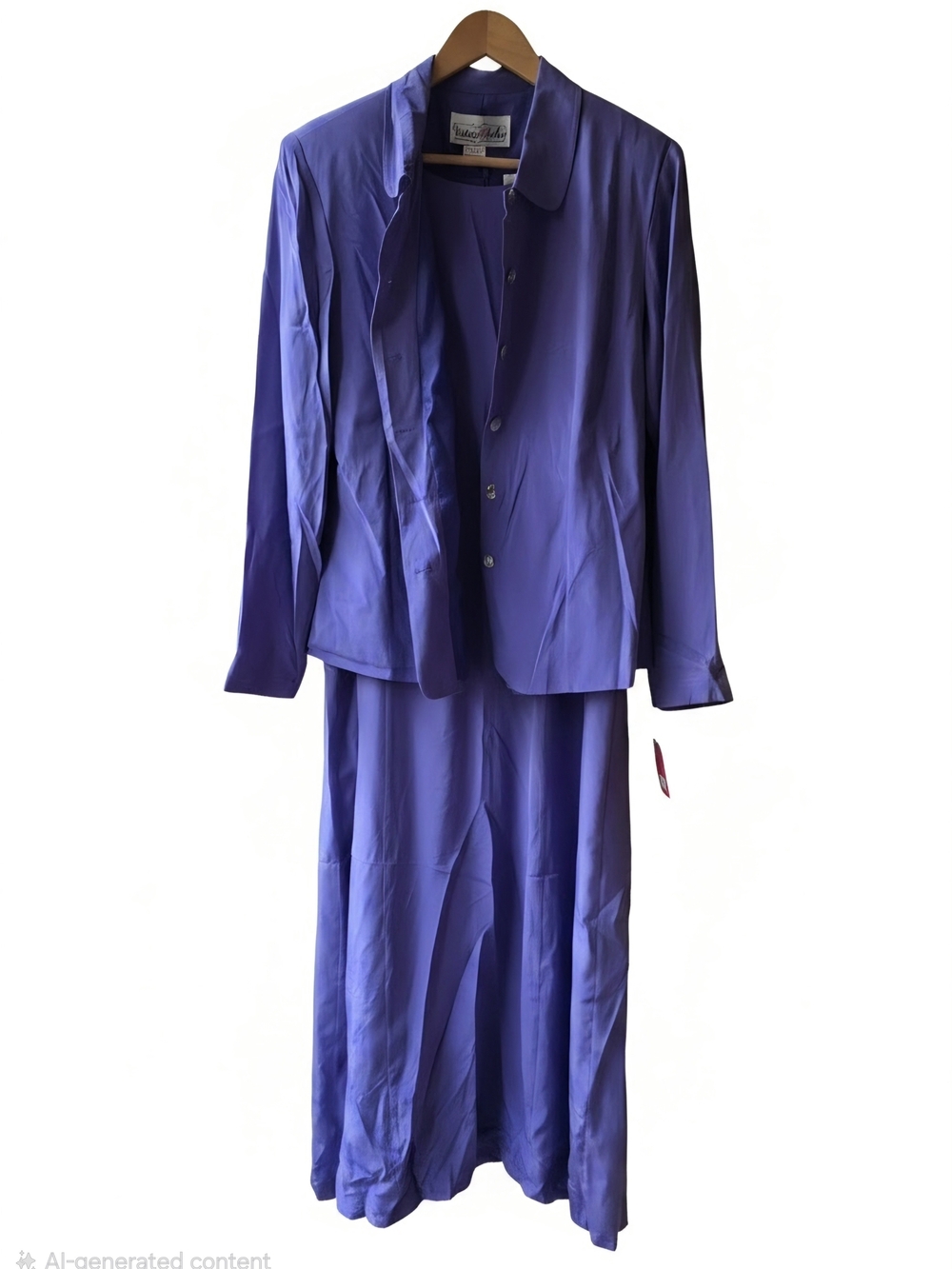 Vintage Victoria Holley Violet Two-Piece Silk Dress and Jacket Set - Size 14